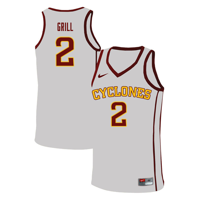 Men #2 Caleb Grill Iowa State Cyclones College Basketball Jerseys Sale-White